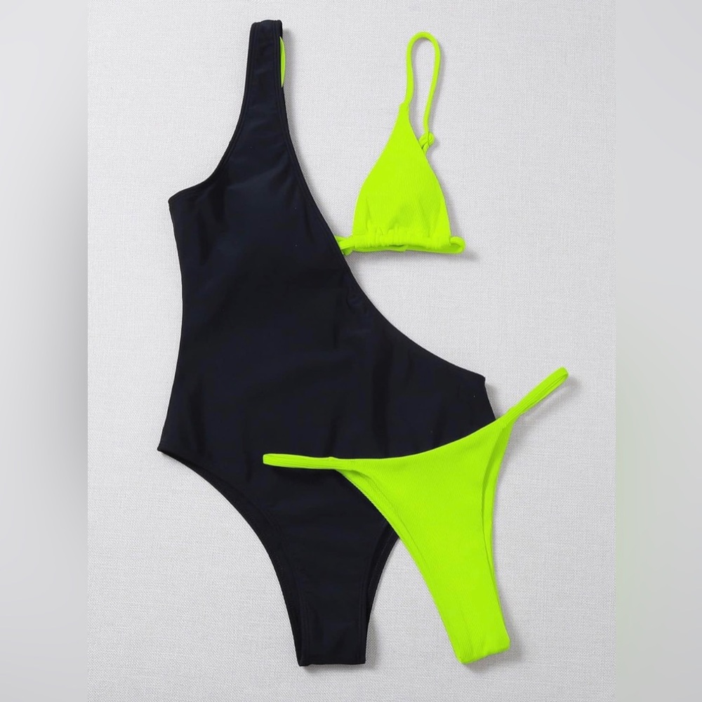 Lime Green and Black Bathing Suit (NEW WITH TAGS)
